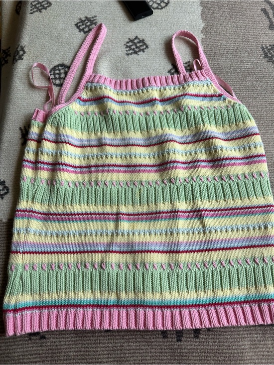 Ralph Lauren Tops - Ralph Lauren Pastel Striped Knit Tank Top - Pink, Yellow & Green